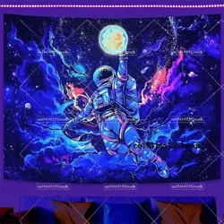 Estetska Blacklight Astronaut Space Tapiserija Galaxy Universe Tapiserije Svjetle u mraku Tapiserija Crno svjetlo UV zidni dekor