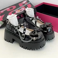 Abesifazane uMary Jane Shoes Lolita Solid Color Spring Spring 2024 Hot Sale Fashion Butterfly Knot Ngaphandle Eminyene Nezicathulo Zowesifazane Ezingashibiliki