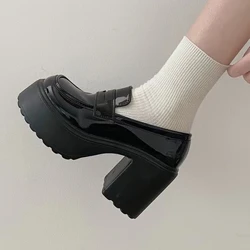Super High Heels Loafers Fafine 2024 Spring Patent Pa'u Chunky Platform Pumps Fa'ase'e Fafine I Black Jk Uniform seevae Mary Janes