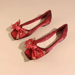 Chaussures de mariage de Style chinois pour femmes, chaussures plates, numéro de chaussure unique, automne