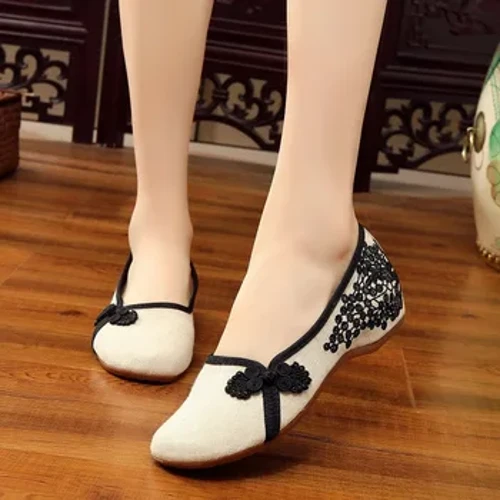 Comemore Wahine pulupulu Pākē i hoʻopaʻa ʻia i ka paʻipaʻi Ballet Flats Retro Ladies Casual Soft Comfortable Ballerinas Shoes Low Heels