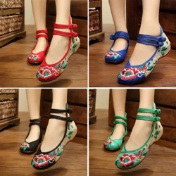 Ballerine in tela ricamate vintage da donna fatte a mano, comode ballerine cinesi, scarpe vegane da ricamo