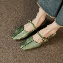 Femmes chaussures plates Mary Jane Style chinois une sangle boucle chaussures femme printemps automne Vintage chaussures simples chaussures en soie élégantes