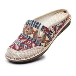 pambabaeng sapatos 2023 bagong summer hollow out breathable soft sole, one step mother etnikong istilo lumang Beijing tela sapatos pambabae