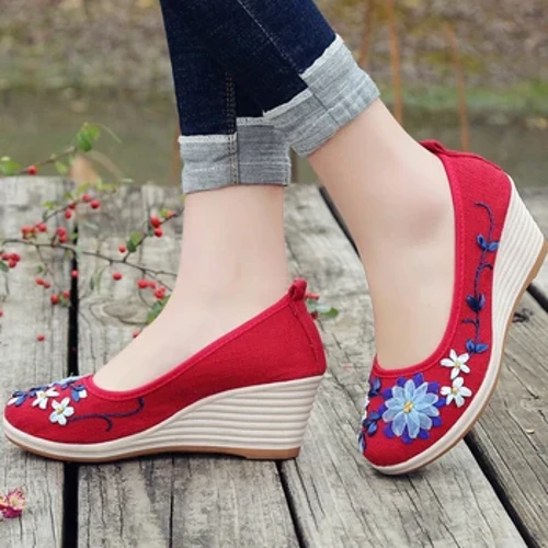 Chaussures simples de Style ethnique pour femmes, chaussures en tissu avec nœud papillon brodé, chaussures plates littéraires pour dames, bord en chanvre, nouvelle collection 2024