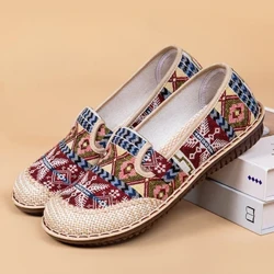 Pantofi de înaltă calitate pentru femei 2023, pantofi cu broderie țesute, în stil etnic, moda pentru femei, pantofi casual cu talpă plată, respirabile, pentru femei