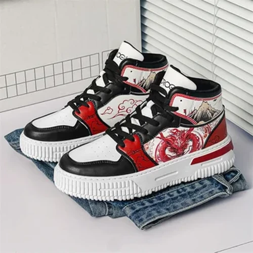Desene animat nou, înalt, în stil chinezesc, dragon, cuplu, pantofi la modă, PU, ​​ocazional, versatil, pantofi sport Mărimea 35-44, rezistent la purtare