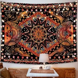 Màu cam Mặt Trời và Mặt Trăng Tấm Thảm Treo Tường Indie Hippie Mandala Mát Tường Tấm Thảm Thẩm Mỹ Tấm Thảm cho Phòng Ngủ Phòng Khách