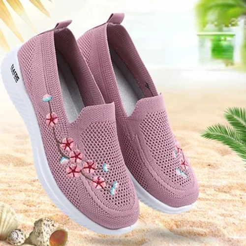 Schuhe Damen Sneaker Mesh Atmungsaktiv Blumen Komfort Mutter Weich Einfarbig Modische Damenschuhe Leichte Schuhe für Damen