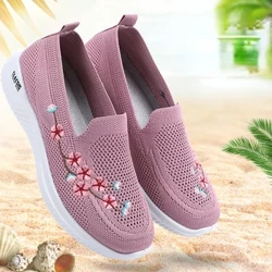 Ayakkabı Kadın Spor Ayakkabı Örgü Nefes Çiçek Konfor Anne Yumuşak Düz Renk Moda Kadın Ayakkabı Hafif Kadınlar için Ayakkabı