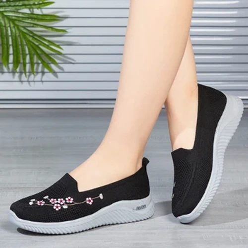 Sneakers Wanawake Mesh Faraja ya Kupumua Viatu vya Mama vya Maua Laini vya Rangi Imara Viatu vya Kike vya Uzito Nyepesi Zapatos de mujer