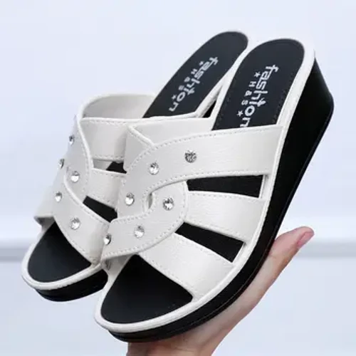 Damesslippers met hoge hak, zomerkleding, dikke bodem, mode thuis, antislip moederschoenen, zachte bodem, sociale wig, damessandalen