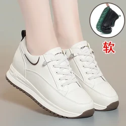 Vår Höst Mode Chunky Causal Kvinnor Mamma Skor Promenad Bekvämt mjukt läder Löpning Halkfritt mjukt läder Sneakers