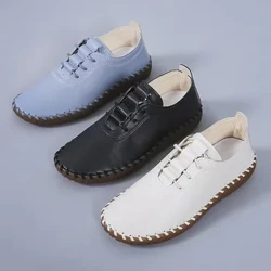 Sporta čības Sieviešu Apavi Platforma Loafers Šņorējamas Ādas Plakanas 2023 Trend Spring Ikdienas Mamma Apavi Mujer Zapatos Chaussure Femme