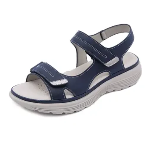 SIKETU Brand Hook Loop Sandals Babae Summer Leather Light Leisure Wedge Platform na Sapatos Asul na Babae sa Labas Anti-slide Apricot 42