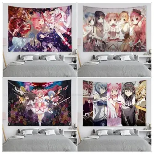 Puella Magi Madoka Magica Tapiserie Tapiserie Artă Imprimare Buddha Indian Decorare de perete Vrăjitorie Boem Hippie INS Home Decor