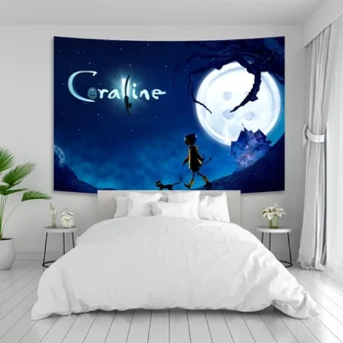 Anime Tapestri Coraline Neu Faner Wal Bohemia Celf Crog Addurn Gwely Esthetig Addurn Ystafell Pen gwelyau Cartref Brethyn Ystafell Wely