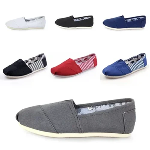 Scarpe da uomo e da donna di grandi dimensioni 35-45 Scarpe basse in tela piatte traspiranti Scarpa in lino in morbida pelle tinta unita