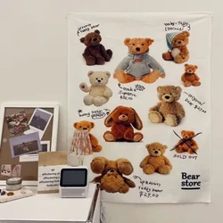 ʻO CuteLife lole ʻoluʻolu Kawaii bear Macrame tapestry papaʻaina e pena ana i ka pale hale noho lumi lumi hoʻonani hale
