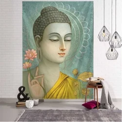 Tapisserie indesche Buddha Meditatioun Psychedelesch Heemdekoratioun Wandhängend Hippie Böhmesch Mandala Ästhetik Raumdekoratioun