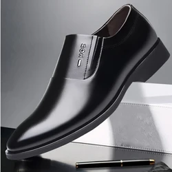 Hommes robe d'affaires en cuir chaussures printemps automne loisirs en cuir véritable respirant semelle souple Invisible surélevé anti-dérapant décontracté