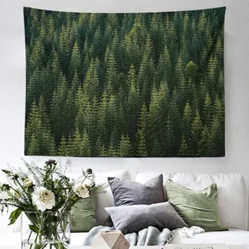 Misty Forest Treeทิวทัศน์ธรรมชาติTapestryความงามตกแต่งห้องแขวนผนังผ้าขนาดใหญ่Nordic Tapestry Home Decor