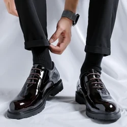Chất Lượng Cao Cấp Nam Xã Hội Giày Oxford Chất Lượng Bằng Sáng Chế Da Trắng Cưới Da Đen Bóng Mềm Người Đầm Trọng