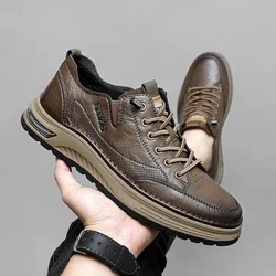 Højkvalitets Loafers i ægte læder Fritidssko Luksusmærke Herre Flats Sneakers Snøresko Oxford Comfort udendørs joggingsko