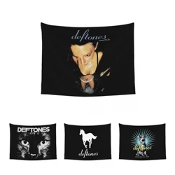 Metal Punk Rock Deftones Cat Tapestry Faarweg Stoff Mauer hängend Mauer Dekor Dësch Cover Psychedelesch Wand Tapisserie