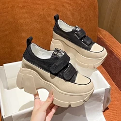 Pantofi moderni din denim cu platformă pentru femei, cu talpă groasă, care cresc înălțimea, pantofi pentru femei de toamnă, comozi, cu toc gros