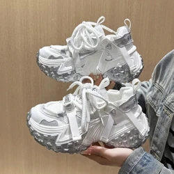 Kvinder Platform Casual åndbar mesh sko Sommer Chunky sneakers 5 cm kiler Skridsikre skjulte hæle Hule fritidssko Kvinde
