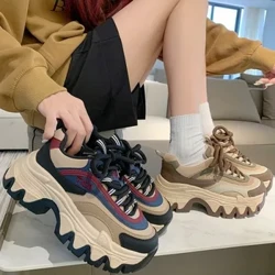 Jukwaa la Wanawake Viatu vya Kawaida vya Kupumua vya Mesh 2023 Sneakers Mpya za Spring Chunky Wedges Visigino Vilivyofichwa Viatu vya Burudani Visivyo na Mashimo