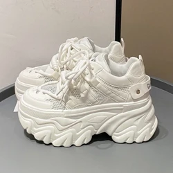 2024 Summer Breathable Mesh Sneakers 8CM Hidden Heels Spring High Platform Ezemidlalo Ubaba Wezicathulo Wowesifazane Wedges Casual Chunky Sneakers