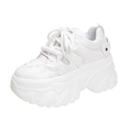 2024 Summer Breathable Mesh Sneakers 8CM Hidden Heels Spring High Platform Ezemidlalo Ubaba Wezicathulo Wowesifazane Wedges Casual Chunky Sneakers