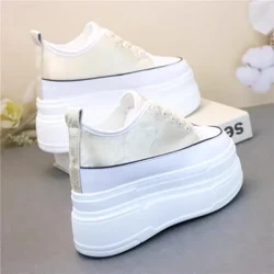 12 Cm Wedge Pumps Musim Gugur Kain Sutra Sepatu Musim Semi Tumit Tersembunyi Moccasins Wanita Platform Merek Tinggi Sepatu Wanita