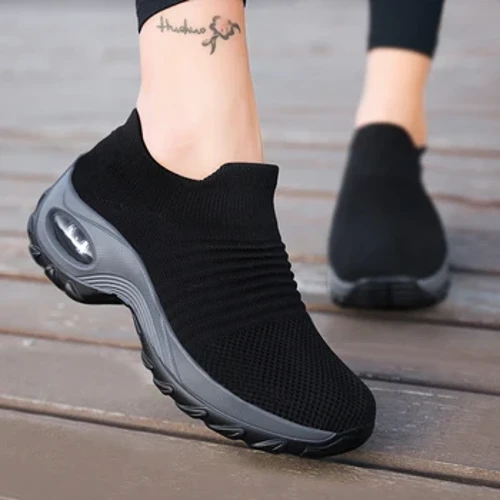 Sneakers Stocaí Corr-Spóirt na mBan Cuisín Aeir Aonair Tiubh faiseanta, Bróga Rocking SÚil Fána Ardaithe