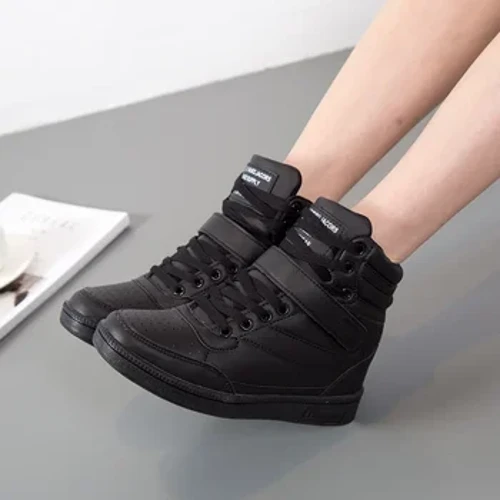 Maogu Spring Naisten Nahkainen Kiilataso Kengät Hidden Heel Platform Kengät High Top tennarit vapaa-ajan kengät naisille nilkkurit