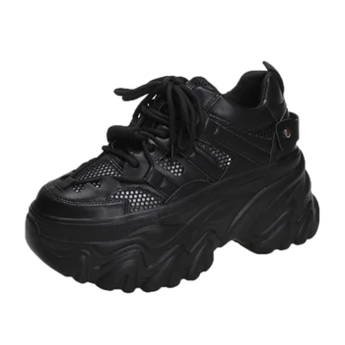 2024 Summer Breathable Mesh Sneakers 8CM Hidden Heels Spring High Platform Ezemidlalo Ubaba Wezicathulo Wowesifazane Wedges Casual Chunky Sneakers