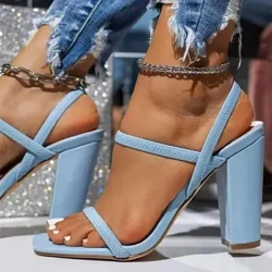 Women's Spring Summer 2021 New High Heels Sandals Thick Platform Exposed Toe Women's Casual Snake Pattern Sandals