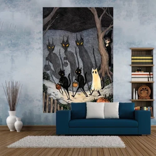 XxDeco Halloween Anime gobelään Multikas kassiillustratsioon, trükitud nõidustoa sisustus, seinaripp ühiselamu taustadekoratsioon pühadekingitus