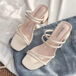 Pambabaeng High Heel Sandals Summer Casual Pambabae Sapatos Babae Square Heel Open Toe Ankle Strap Ladies Sanddalias Wedge Shoe 2022 Bago