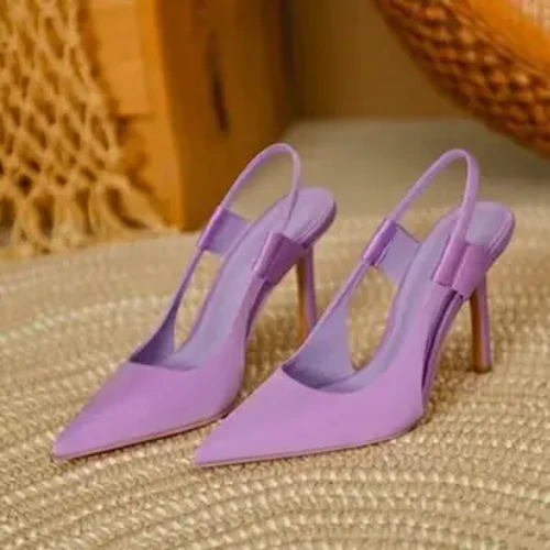 2024 Musim Semi Baru Merek Baru Wanita Slingback Sandal Ujung Runcing Slip On Tipis Tumit Tinggi Wanita Elegan Pompa Sepatu Drss Sandal