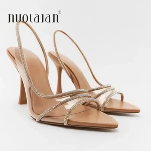 Izimbadada Zesithende Eziphakeme Zabesifazane Zango-2024 Izithende Zehlobo Ezingacacile Izithende zikanokusho zeRhinestone Slingbacks Amaphampu Omshado Ama-Sexy Sexy Owesifazane Izicathulo