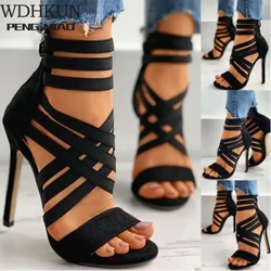Pompa Wanita Sepatu Hak Tinggi Sandal Wanita 2021 Ritsleting Baru Fashion Musim Panas Sepatu Hak Tinggi Wanita Seksi Peep Toe Sepatu Wanita Pompa