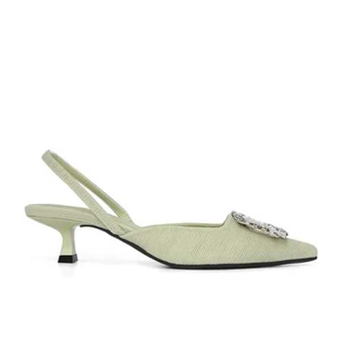 'Omaomao hou Rhinestone Square Buckle Pointed Toe Slingback High Heel Sandals Wahine's Early Spring Niche Retro Commuter Shoes