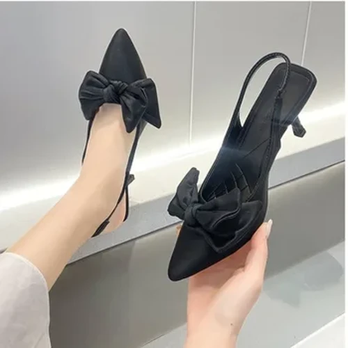 I-Summer Bow Women's 2024 New Sexy Pointed High Heels Ibhande Lomshado Labesifazane Izicathulo ze-Prom Izithende ezincanyana Eziphakeme Ezinkulu 42 Imbadada enezithende eziphakeme