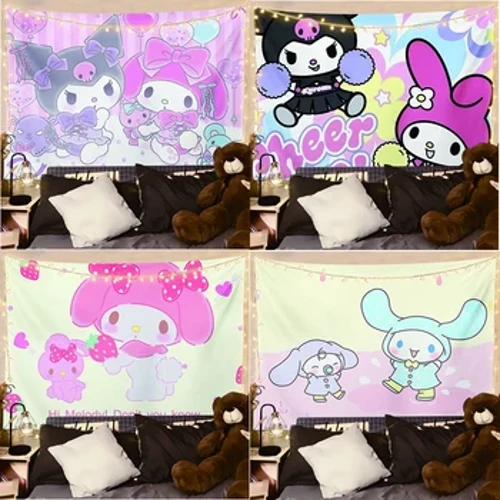 I-Cute melodedo tapestry epinki nezilenge eziluhlaza okwesibhakabhaka odongeni imihlobiso yamantombazane e-dormitory ikamelo lokulala umhlobiso wasekhaya wobuhle
