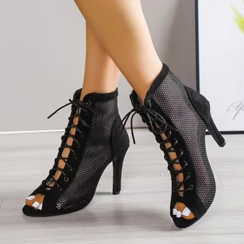 Kesä Uudet Pumps Naisten Korkeat tanssikengät Ballroom Salsa Tango Sandaalit Tytöille Muotijuhlat Mesh Cutout korkokengät sandaalit
