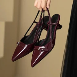 Aýakly barmak jynsy orta ökjeli partiýa aýakgaplary Aýal-gyzlar sandallary dizaýneri Tomus markasy nasoslary Slingback tötänleýin aýakgap köýnekleri 2023 Täze