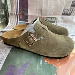 Mùa Hè Mềm Chân Da Lộn Birken Giày Sandal Nữ Và Nam Thời Trang Tất Cả Trận Đấu Cặp Đôi Mặc Nút Chai Dép Mùa Đông Plus Giày Nhung